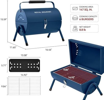 Royal Gourmet CC1015B Portable Charcoal Grill, Lid Latch Buckle, Lid Handle