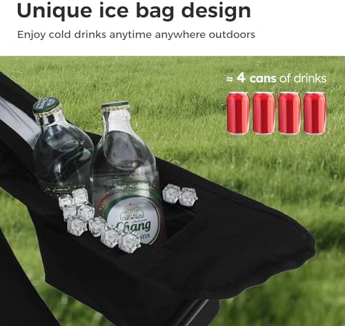 LET'S CAMP Camping Chair 2 Pack Folding Chair with 4-Can Cooler Bag