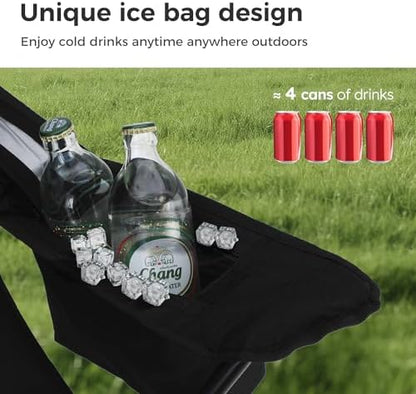 LET'S CAMP Camping Chair 2 Pack Folding Chair with 4-Can Cooler Bag