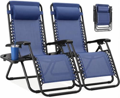 NEWBULIG Zero Gravity Chairs Set of 2, Folding Lounge Recliner Chair