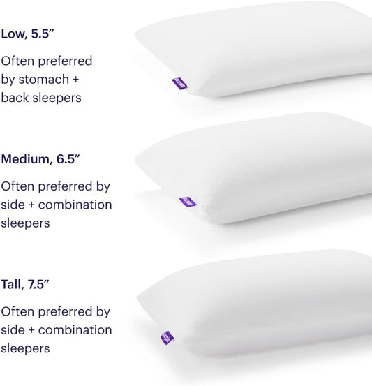 Purple Harmony Pillow - Standard - Medium, Greatest Pillow Ever Invented, 360º Hex Grid & Talalay Latex Core - No Pressure Support, Stays Cool, Luxurious Comfort
