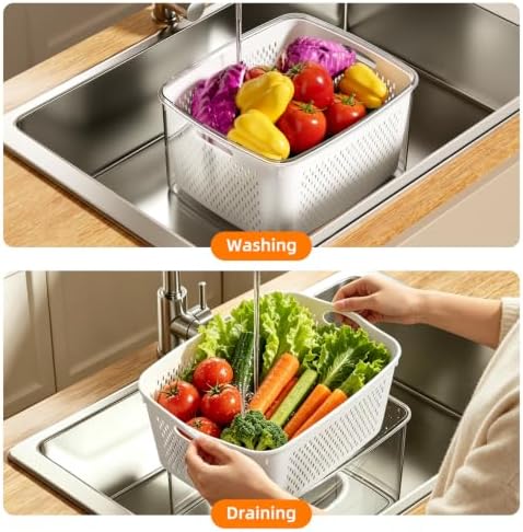 JOYZAN Fruit Storage Containers for Fridge with Airtight Lids 6 Pack
