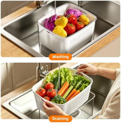 JOYZAN Fruit Storage Containers for Fridge with Airtight Lids 6 Pack
