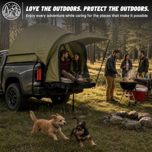 Pickup Truck Tent with Awning Shade & Rainfly for Water Protection