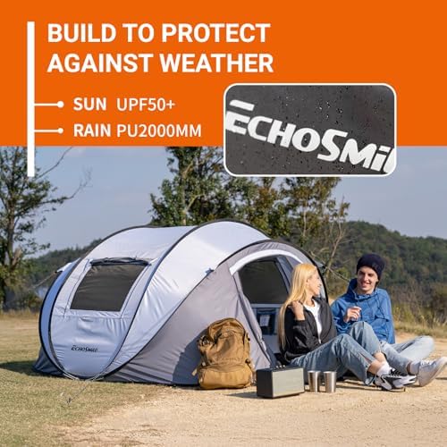 EchoSmile Instant Pop Up Camping Tent, 2/4/6 Person Easy Setup Tent