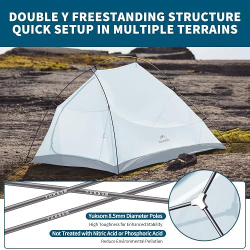 Naturehike Cloud-Up 2 Person Tent Lightweight Backpacking Tent with Footprint - Free Standing Ultralight Camping Hiking Backpack Tents Two Person Tent