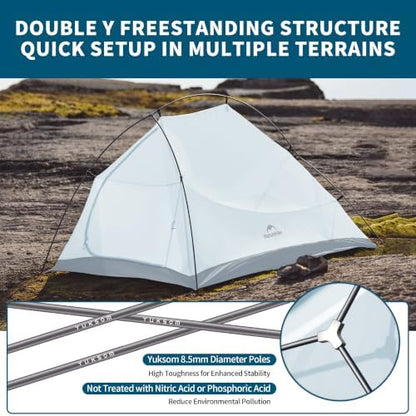 Naturehike Cloud-Up 2 Person Tent Lightweight Backpacking Tent with Footprint - Free Standing Ultralight Camping Hiking Backpack Tents Two Person Tent
