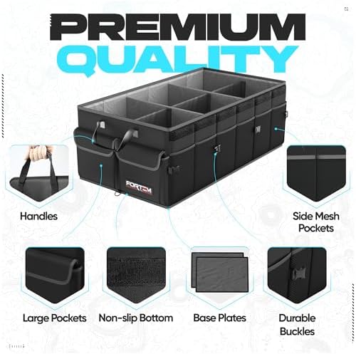 FORTEM Trunk Organizer - Foldable Car Organizer & Storage for SUVs & Trucks