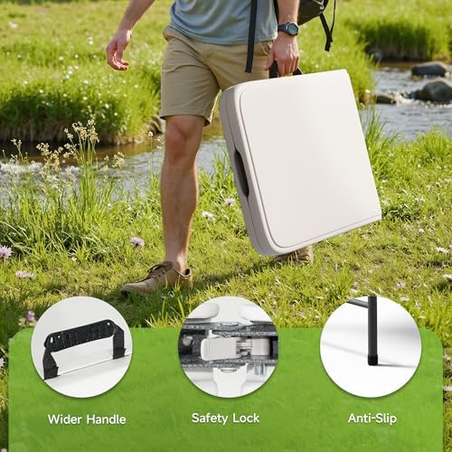 Folding Table 4 Foot - 3-Position Adjustable Height, Heavy Duty 400 lbs Capacity - Portable Tables Folding for Camping, Party, Indoor & Outdoor Use, 2 Pack