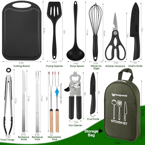Wesqunie Camping Cooking Utensils Set, Cookware Set for Outdoor Hiking BBQ