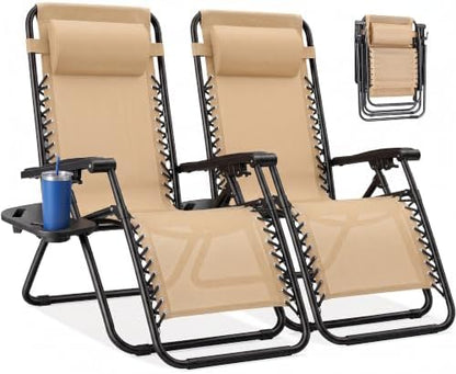 NEWBULIG Zero Gravity Chairs Set of 2, Folding Lounge Recliner Chair