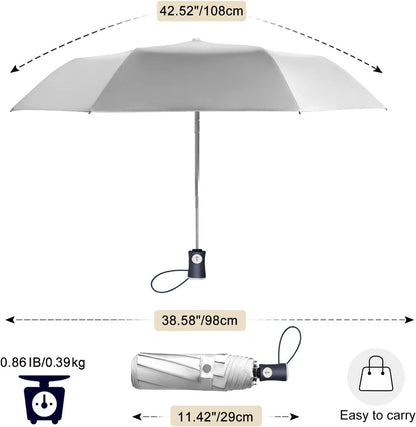 Cuby UV Sun Umbrella Compact Folding Umbrella lightweight Portable Manual Travel Umbrella for Rainproof & 99% UV Protection with Black Anti-UV Coating