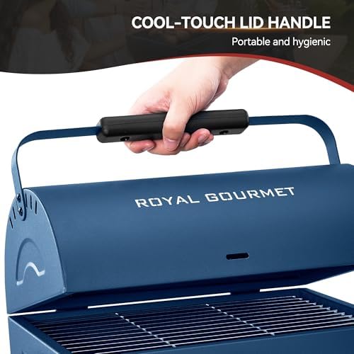 Royal Gourmet CC1015B Portable Charcoal Grill, Lid Latch Buckle, Lid Handle