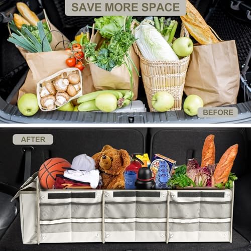Car Trunk Organizer, Sturdy Storage with Insulated Leakproof Cooler Bag