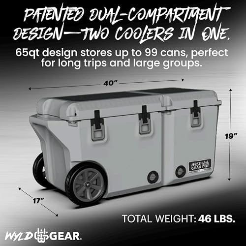 Wyld Gear 65 Quart Dual Compartment Hard Cooler with Wheels