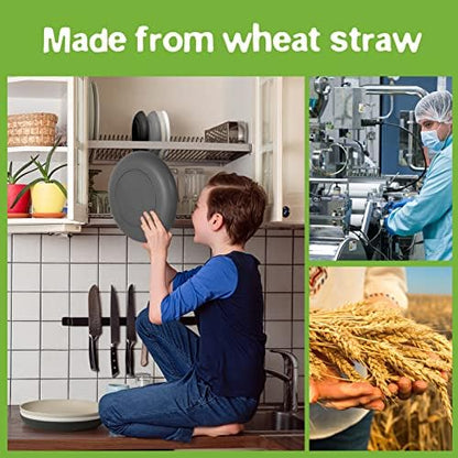 Teivio 32-Piece Plates and Bowls Sets for 8, Wheat Straw Dinnerware Sets