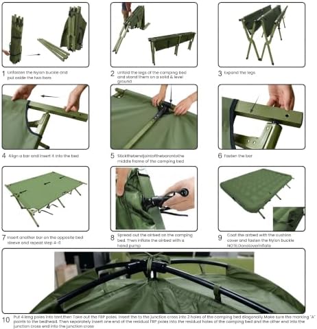 Outsunny Camping Tent Cot Single Person Folding Cot Combo Off-Ground Tent