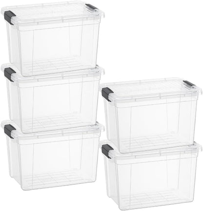 Superio 2.5 Quart Clear Plastic Storage Boxes with Lids, Stackable Organizer Containers, BPA-Free Storage Bins for Home, Office, School & Dorm, 5 Pack