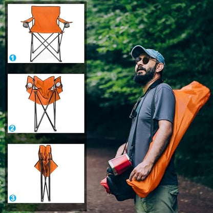HaSteeL Camping Chair for Adults, Folding Beach Chair Set of 2, Large Foldable Portable Chair for Outdoors Fishing, Hiking, Sporting, Travel, Picnic, Lawn, Hold 275lbs & A Storage Bags (Orange)