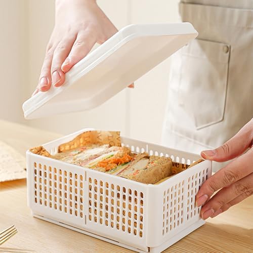 Stackable Food Storage Container Ventilated Lid for Freshing Easy Fold Outdoor Activities Sturdy Kitchen Organizers Food Box with Microwaveable