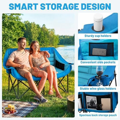 Youtanic Oversized Double Camping Chair, Folding Loveseat Camping Couch