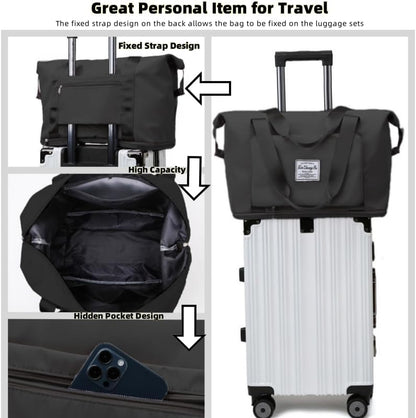 Large Capacity Foldable Travel Bag, Expandable lightweight Carry on Bag, Dry with Wet Separation Spor Duffel Bags