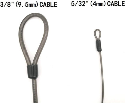 4mm Thick（5/32"） 7FT,15FT,30FT Braided Steel Coated Thin Security Cable Anti-Lost Steel Cable Luggage Lock Safety Cable Wire Double Loop (30FT)