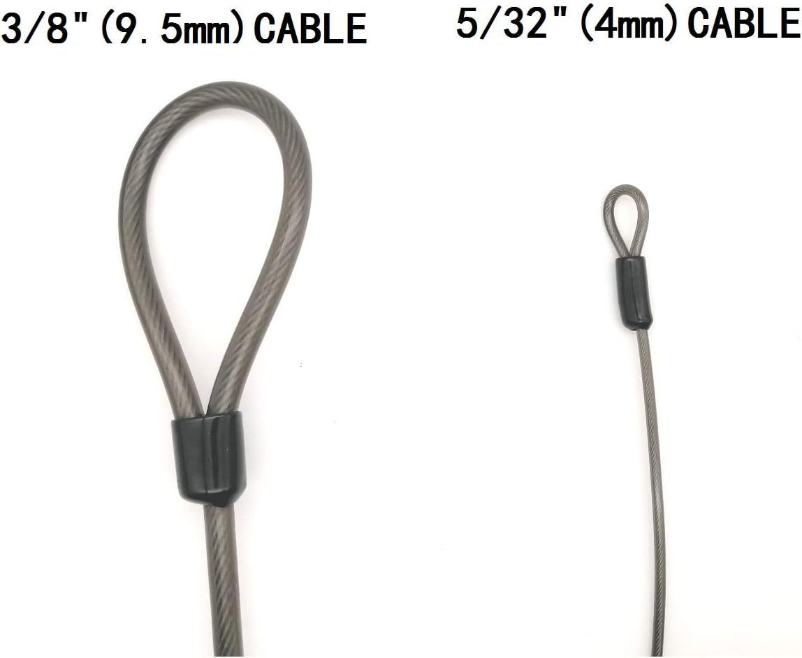 4mm Thick（5/32"） 7FT,15FT,30FT Braided Steel Coated Security Thin Cable Anti-Lost Steel Cable Luggage Lock Safety Cable Wire Double Loop (15FT)