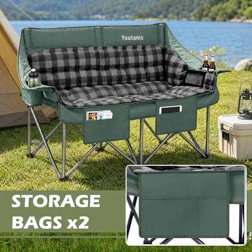 Youtanic 60" Extra Double Camping Chair for Adults, 700lbs Padded Loveseat