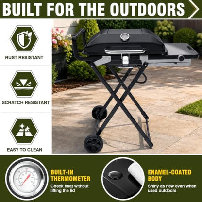 Bestfire Propane Gas Grill, 13000 BTU 2-in-1 Griddle & Grill Grate Foldable