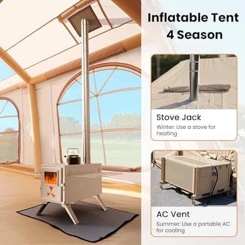 Inflatable Tents for Camping, Large Blow Up Tent with Hand Pump, Easy Setup InflatableTent 4 Season Tent, Waterproof Oxford Air Glamping Tents for Camping Adult 4/6/8/10/12 Person