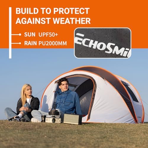 EchoSmile Instant Pop Up Camping Tent, 2/4/6 Person Easy Setup Tent