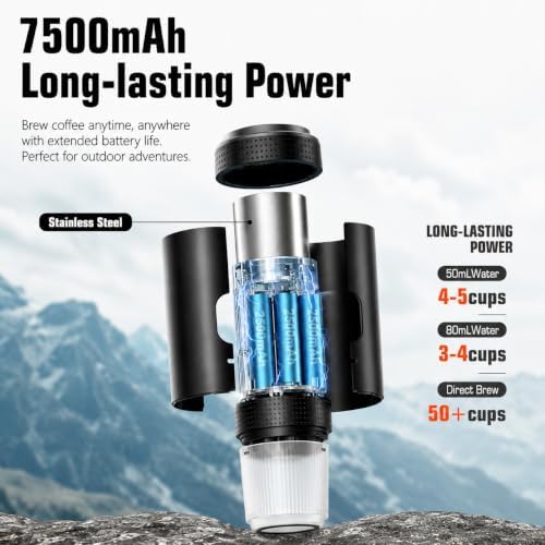 Portable Espresso Machine, Self-Heating Travel Coffee Maker with USB-C, 20 Bar Portable Coffee Maker for Ground Coffee & NS Capsules, for Camping, RV, Hiking, Office