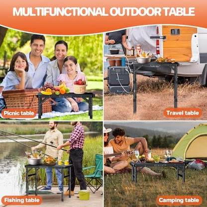 FUNYKICH Waterproof Camping Tables with Plastic Tabletop 22.8''x15.7''