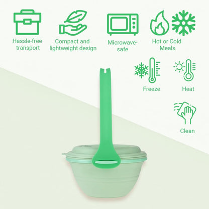 kūpaa Bowl & Carrier Duet – Microwave Safe Silicone Lunch Box For Adults– Collapsible, Leakproof, Food-Grade, Reusable To-Go Container (Jade)