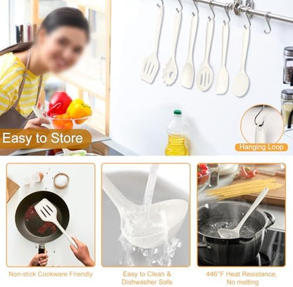 TeamFar Silicone Cooking Utensil Set of 7, Kitchen Cooking Utensil Set