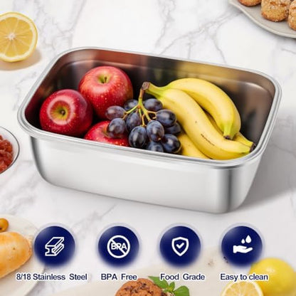 QCQHDU Kimchi Containers, Stainless Steel Food Storage Containers with Lids