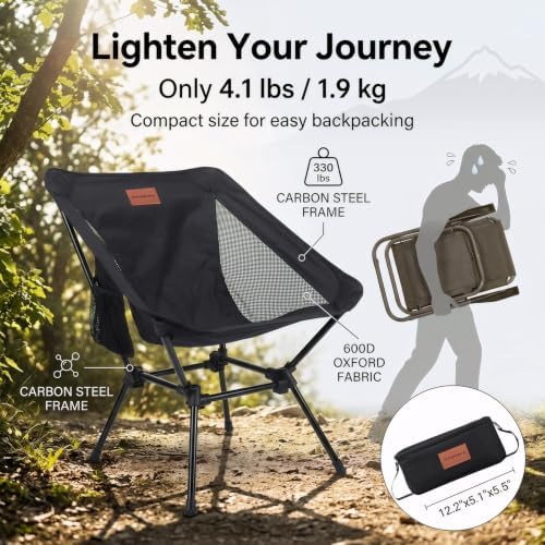 2 Pack Lightweight Camping Chairs for Adults & Teens