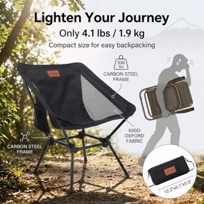 2 Pack Lightweight Camping Chairs for Adults & Teens