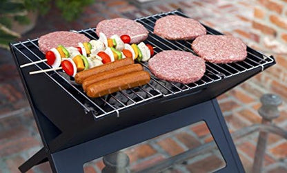 Fire Sense 60508 Notebook BBQ Grill 3.5mm Cooking Bars Instant Foldable & Easy Portability For Outdoor Barbecues Camping Traveling Picnics Garden Beach Party - Black