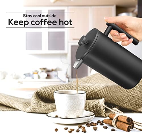 Utopia Kitchen 304 Grade Stainless Steel French Press 12 Oz, Black