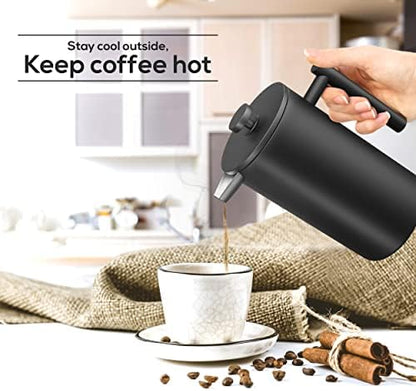 Utopia Kitchen 304 Grade Stainless Steel French Press 12 Oz, Black