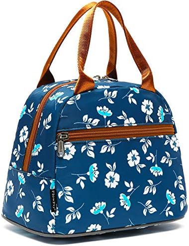 FlowFly Insulated Lunch Cooler Bag - Tote Bag Organizer for Women/Men, Floral#White