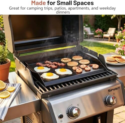 Upgraded 19"x13" Ceramic Coated Cast Iron Griddle, 2.56" High Sidewalls, Portable Natural Nonstick Flat Top with Dual Handles, Universal for Gas Grill & Camping Stove
