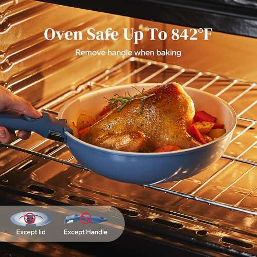 Redchef Nonstick Ceramic Cookware Set, Non Toxic Pots and Pans Set, 5 Pcs