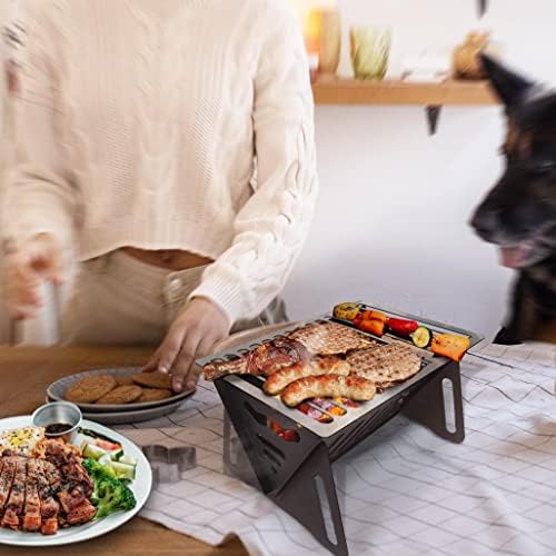 Bodkar Charcoal Grill, Portable BBQ Smoker - Lightweight Tabletop Outdoor Grill for Camping, Picnics, Garden, Beach Parties - 6"*4.6"*4.9