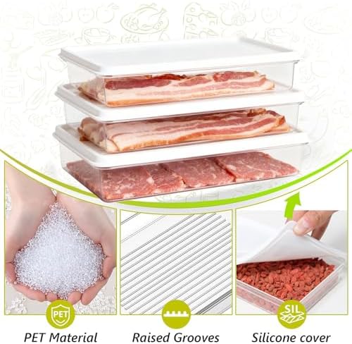 3pcs Large Deli Meat Container with Lids for Bacon Cold Cuts Storage