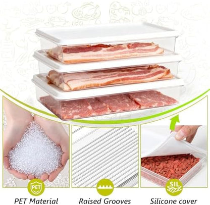 3pcs Large Deli Meat Container with Lids for Bacon Cold Cuts Storage