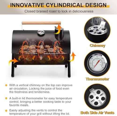 Joyfair Portable Charcoal Grill with Tools Set, Small Camping BBQ Grills