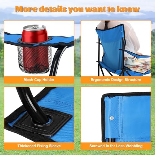 HaSteeL Camping Chairs, 4Pcs Oversized Folding Lawn Chairs for Adults